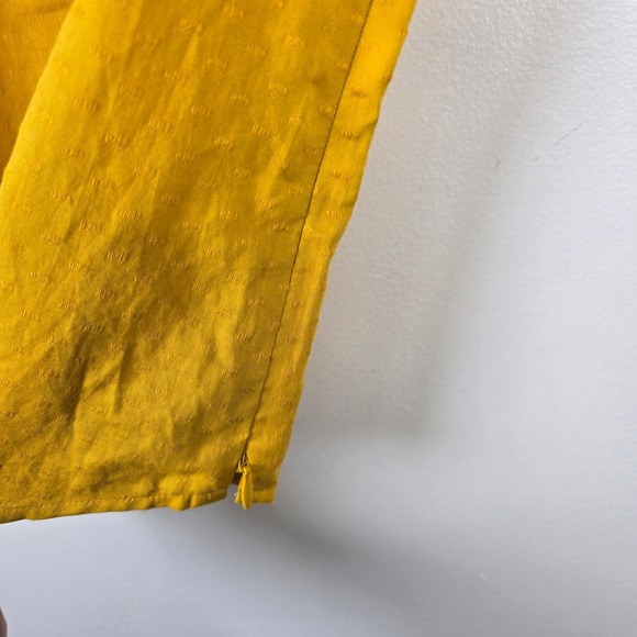 LOFT Womens Top Blouse Size S Yellow Ruffle Button Front‎ Short Sleeve - Picture 3 of 5